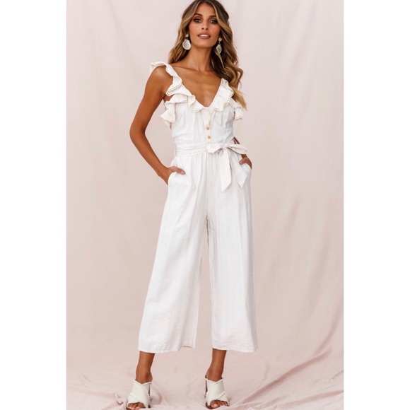 Selfie Leslie Pants - NWT SELFIE LESLIE Danube Belted Waist Jumpsuit